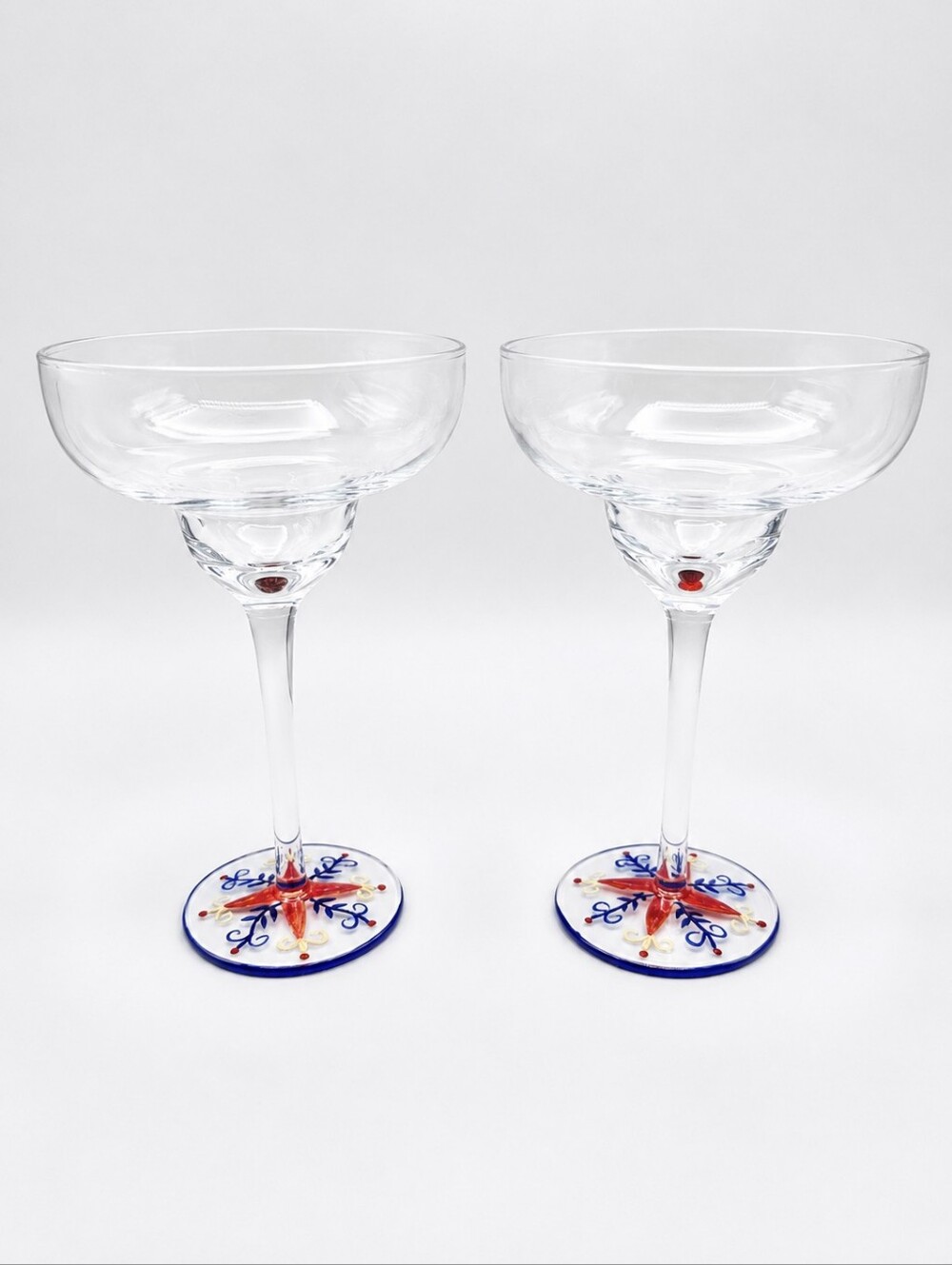 Margarita Glasses Hand-painted on the Base, Set of 2